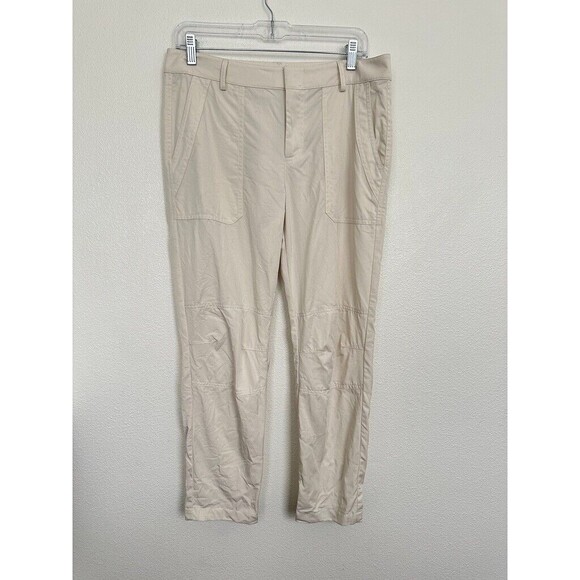 Vince Lyocell Tapered Cargo Pants Ivory White Slinky Workwear Women's Size 8 - Picture 1 of 9